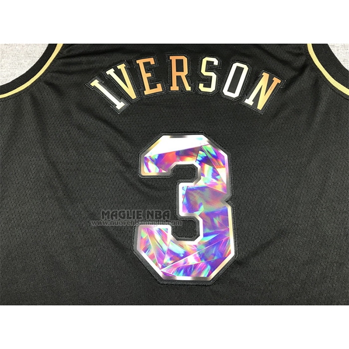 Maglia
 Allen Iverson NO 3 Philadelphia 76ers Golden Edition 2021-22 Nero
